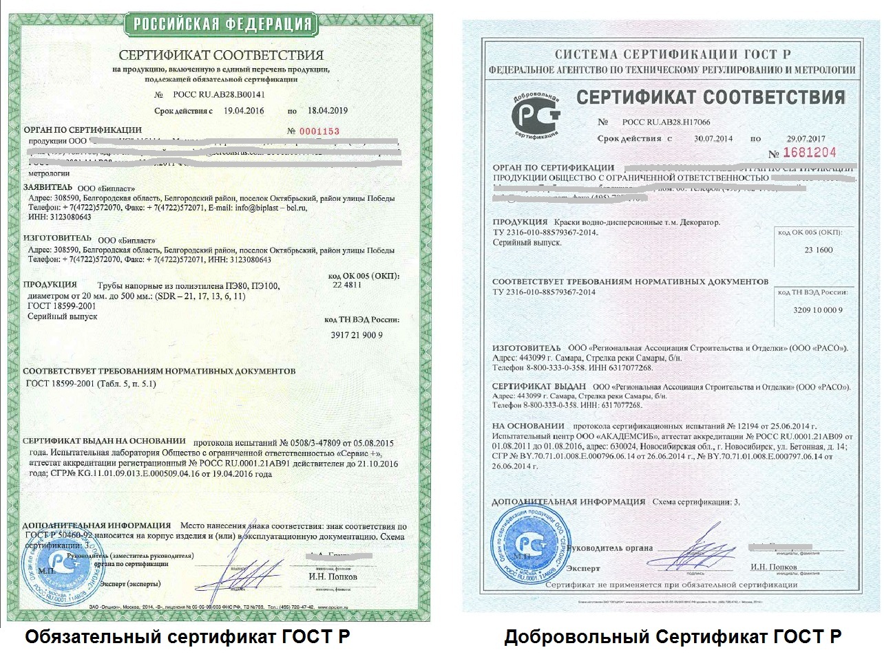 В чем различие между сертификатами?